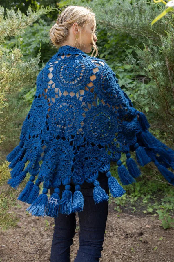 Crocheted Sunshine Shawl Blue