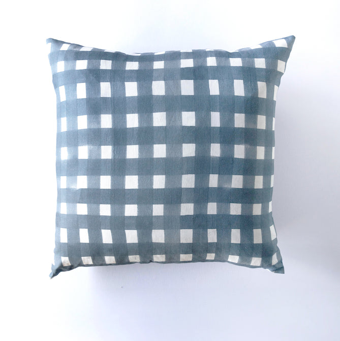 Blue Cross-Hatch Pillow