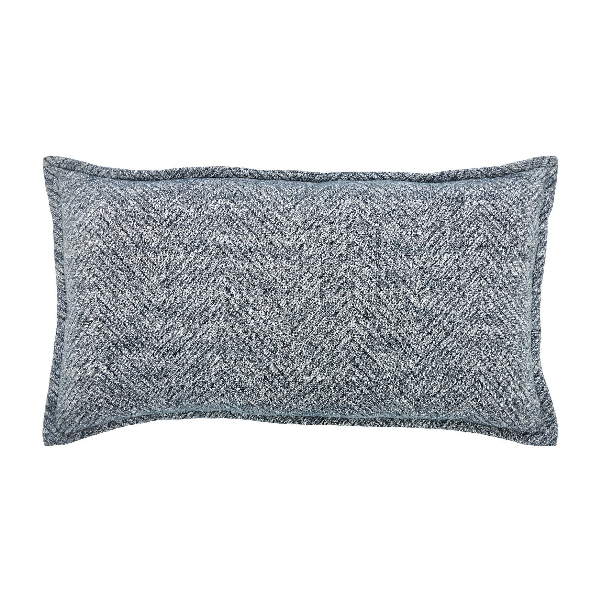 TP-121-X_1|Modern blue herringbone patterned rectangular lumbar pillow, cozy textured fabric for comfortable sofa or bed accent.