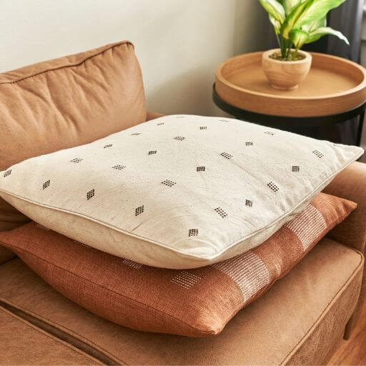 Nira White Hand Spun Organic Cotton Handloom  Pillow Cover
