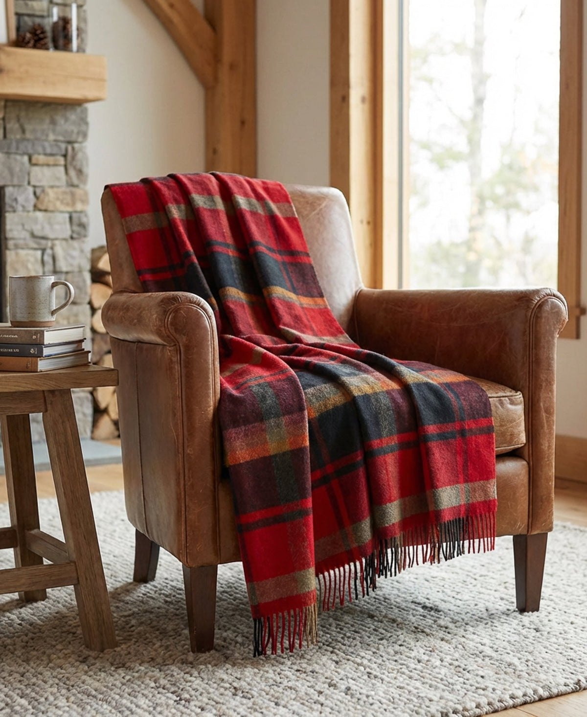 Highland Tweeds Shetland Lambswool Throw (Red Maple)-Throws and Blankets-[bar code]-Prince of Scots