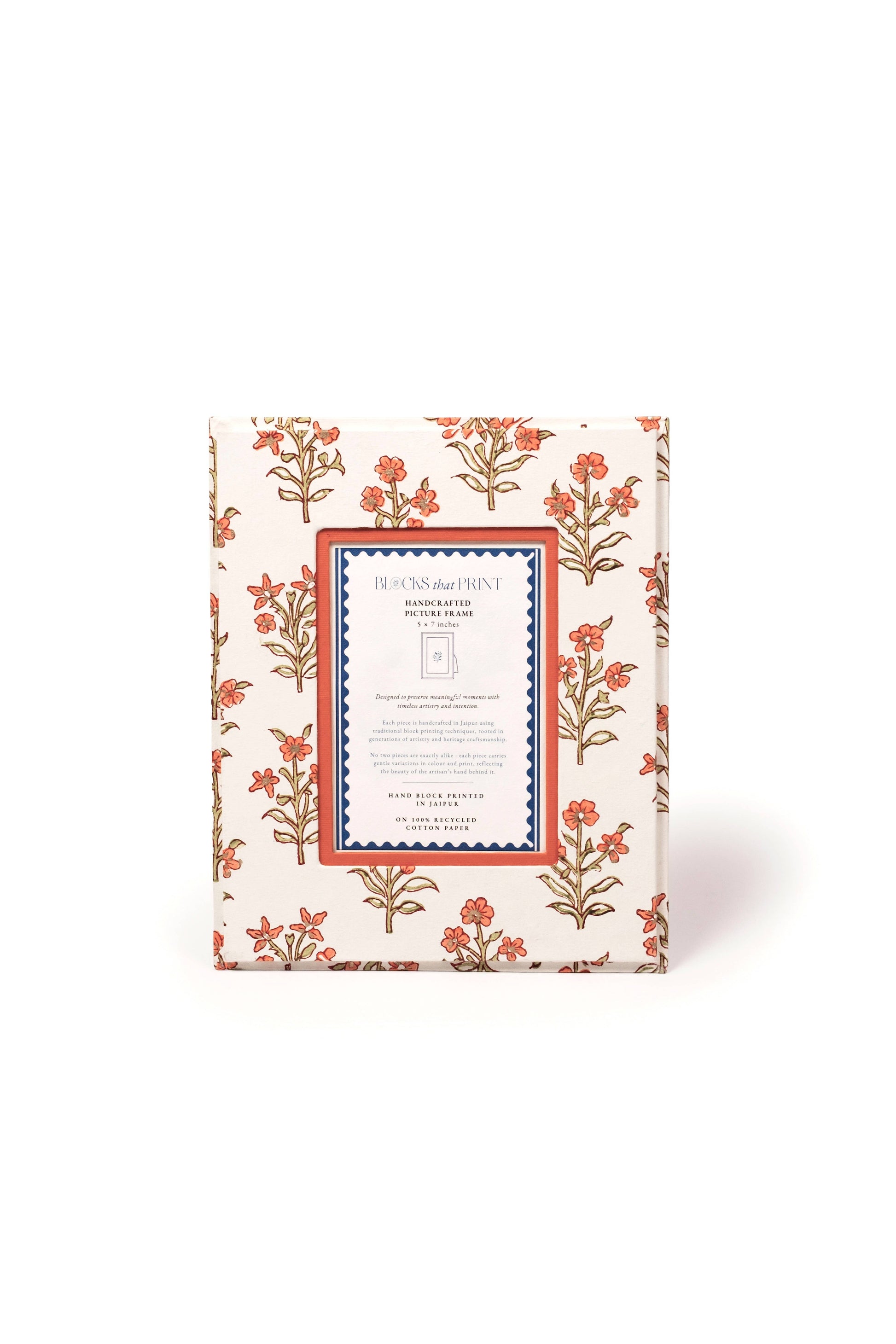 Large Block Print Photo Frame (5 by 7) - Leela Apricot