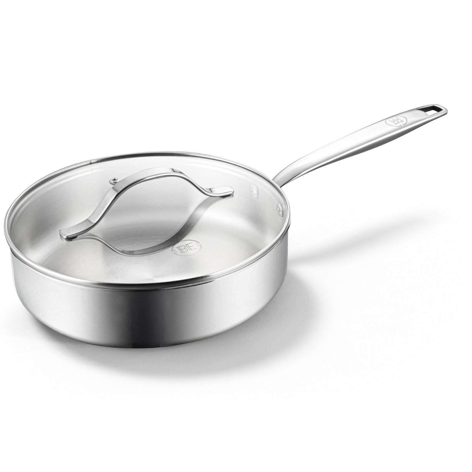 BE | LIVING - Essential Series - 3 qt  / 9.5" / 24 cm Saute Pan with lid - Triply Stainless Steel