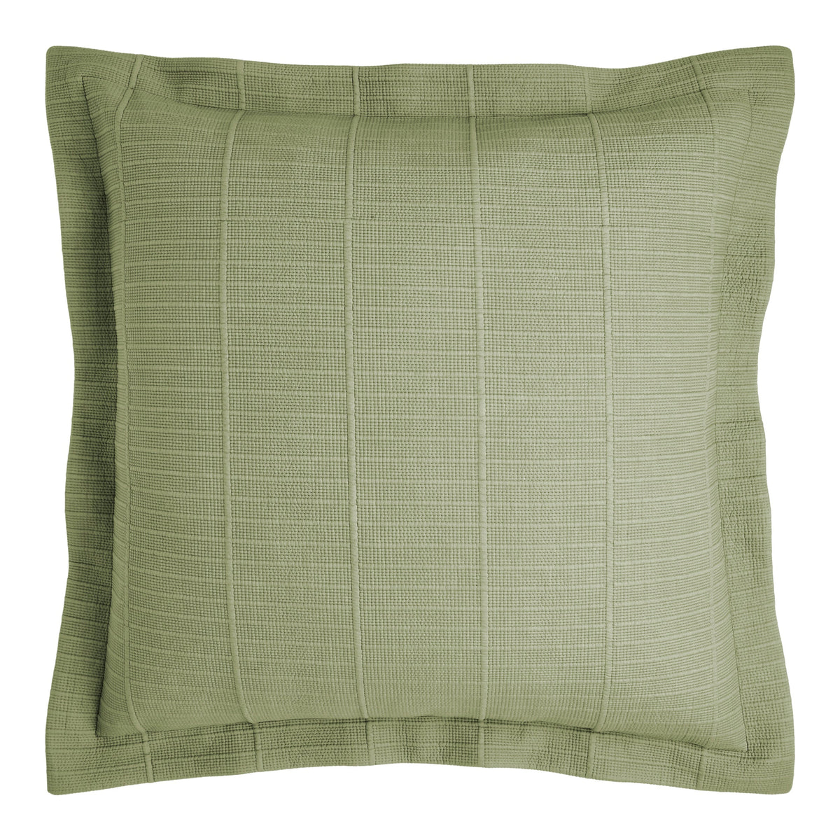 ES-270-2626_1|Fresh sage green textured coverlet pillow sham featuring a woven ribbed design for a calming bedroom.