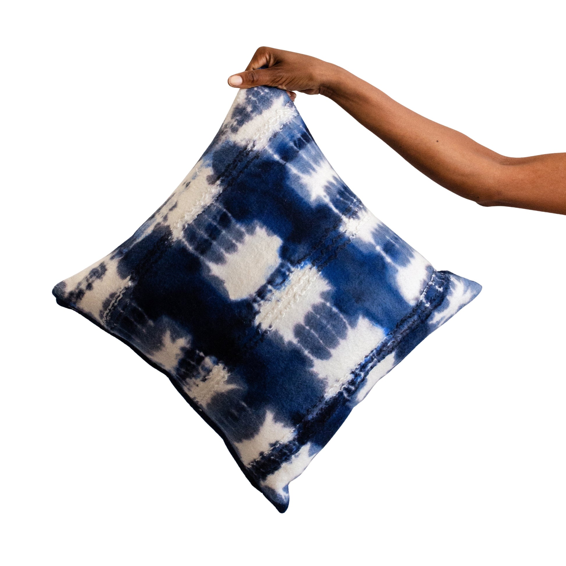 Indigo Adire Hand-Felted Throw Pillow Square large
