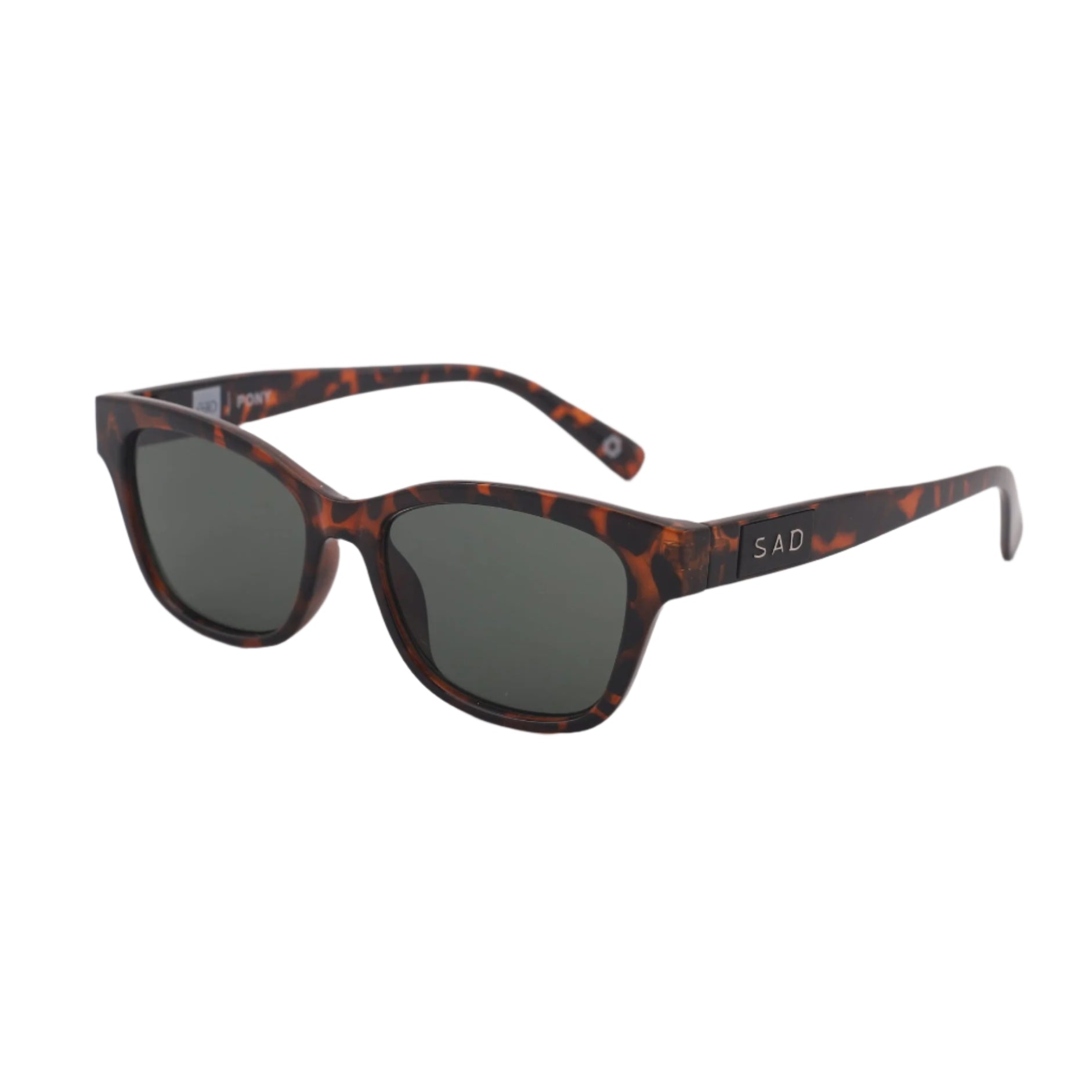 SAD Eyewear Pony wayfarer rectangle sunglasses in tortoiseshell with tinted olive UV protection lenses