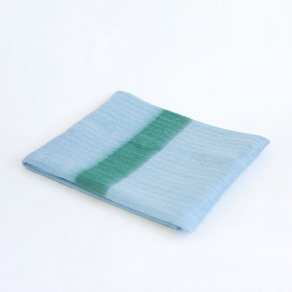 Powder Blue & Green reversible handwoven alpaca throw blanket, Kani Collection, made in Ecuador
