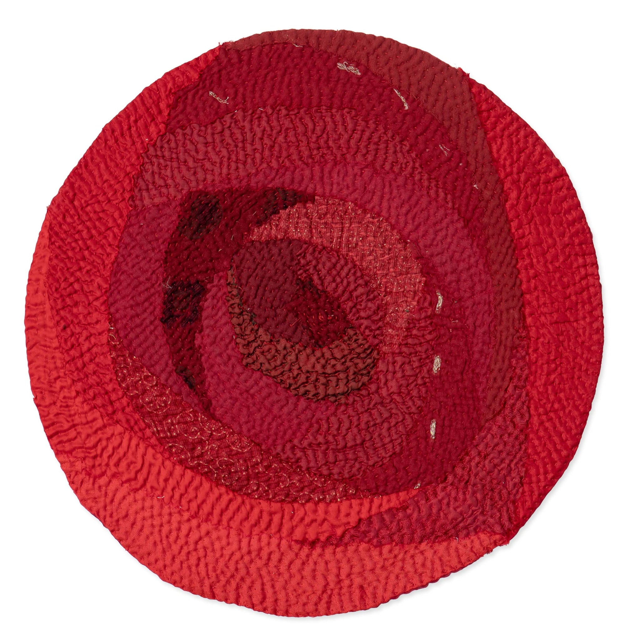 S/2 Roase Fray Patch Kantha Red Rose Placemat