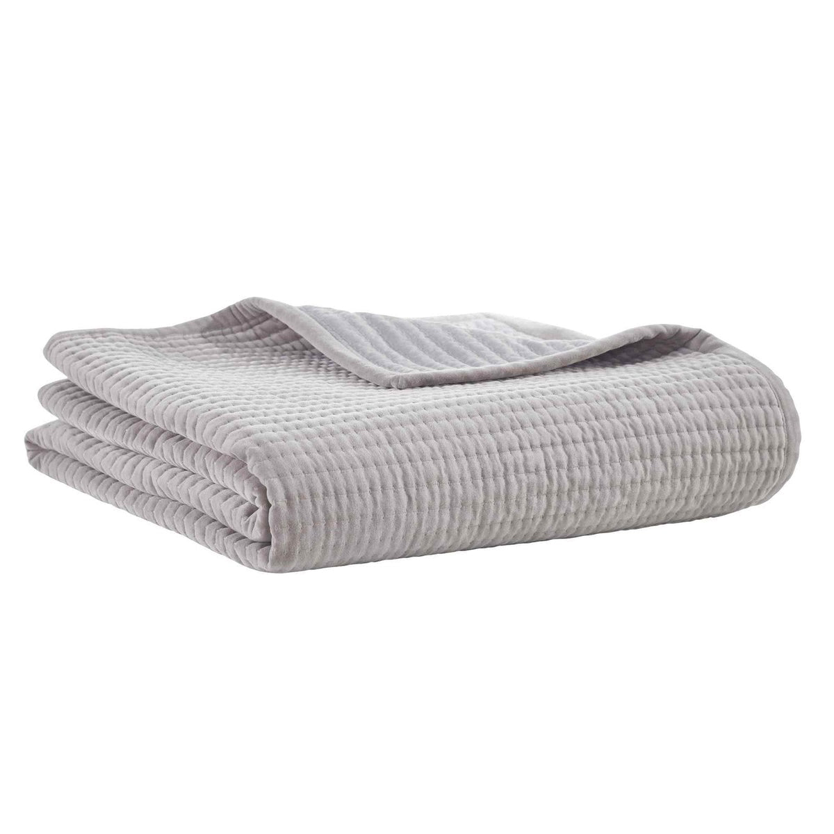 CL-188-11096_1|Folded light grey textured coverlet, displaying a subtle channel quilting pattern and soft fabric for comfort.