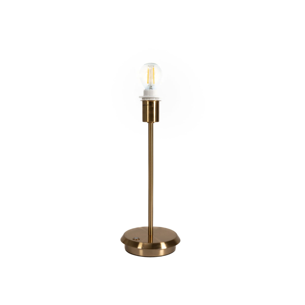 Gold cordless table lamp base with rechargeable bulb