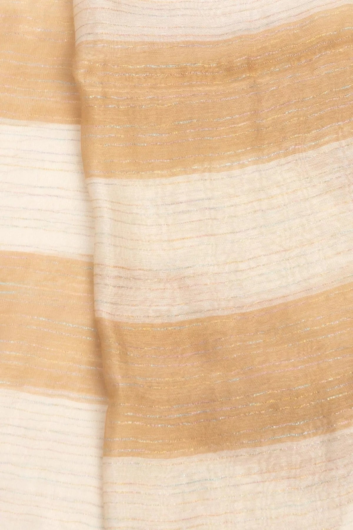 Silk Wool Shimmering Striped Scarf - Moccasin
