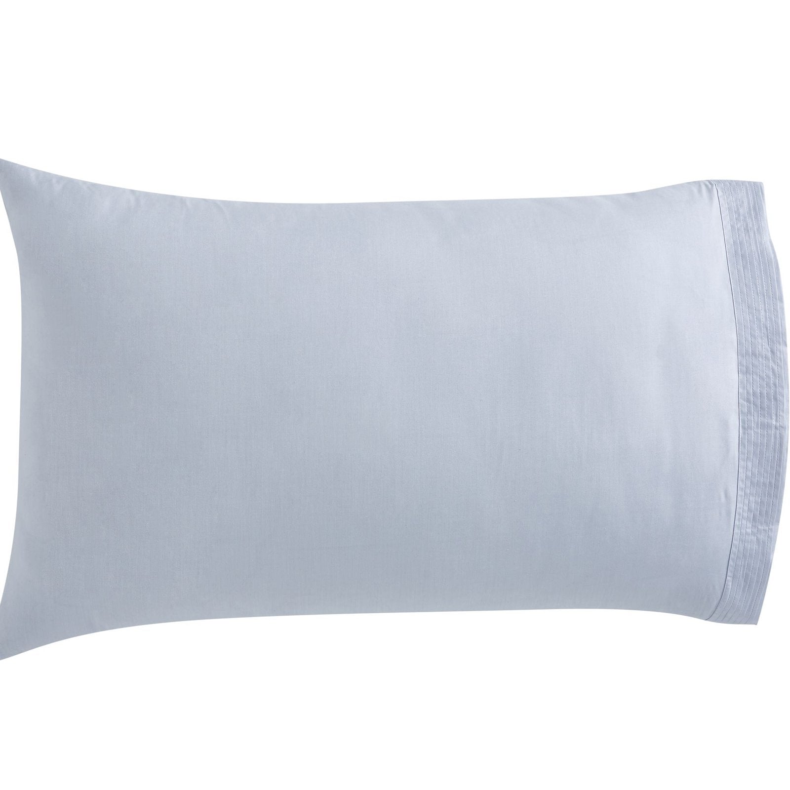 ASP-524-2032_1|Soft light blue 100% cotton pillowcase with elegant pleated hem detail, providing ultimate comfort and serene bedroom style.