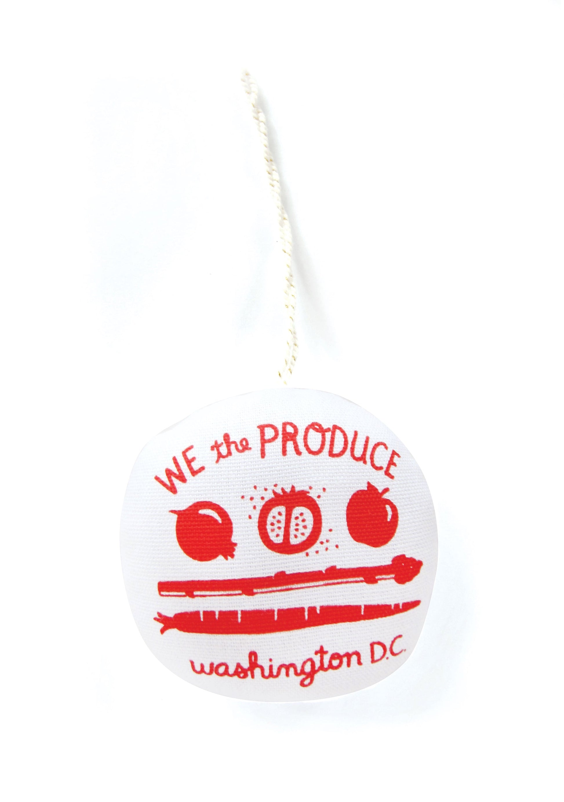 Soft ornament with a DC flag design, featuring the phrase 'We the Produce" 