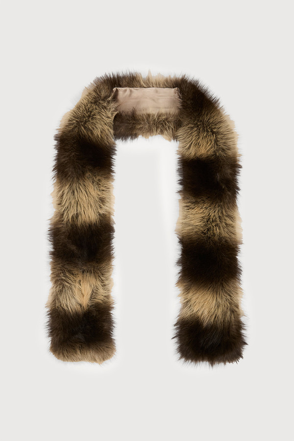 Faux Fur Statement Scarf - Beige