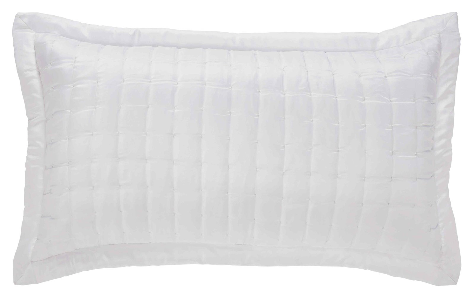 KS-332-2036-PO1225_1|Pristine white quilted pillow sham with elegant square stitching, adding a clean, sophisticated touch to bedding.