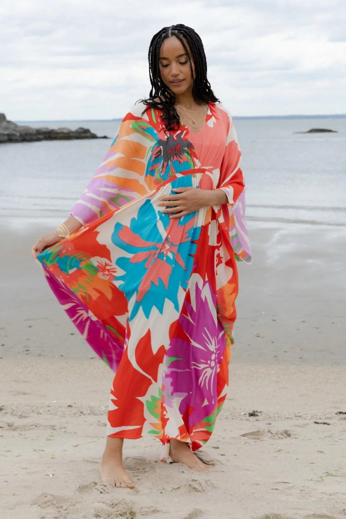 Multicolor Floral Kaftan Maxi - Dark Multi