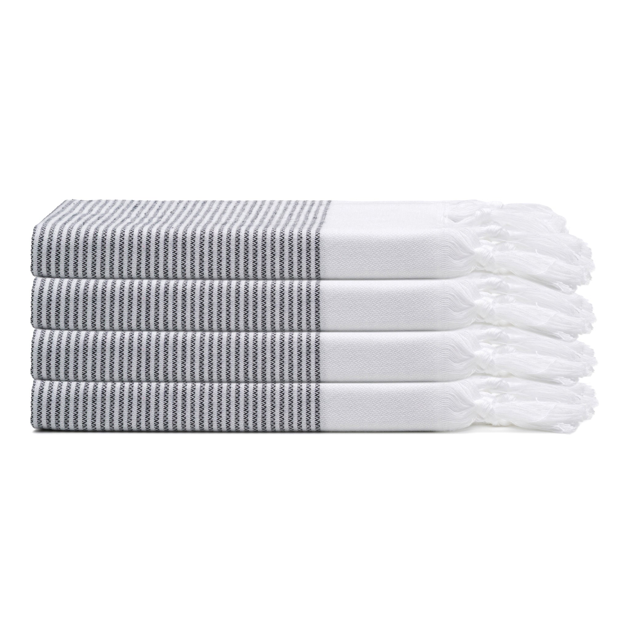 Fine Stripe Turkish Cotton Hand & Kitchen Towel Set of 4