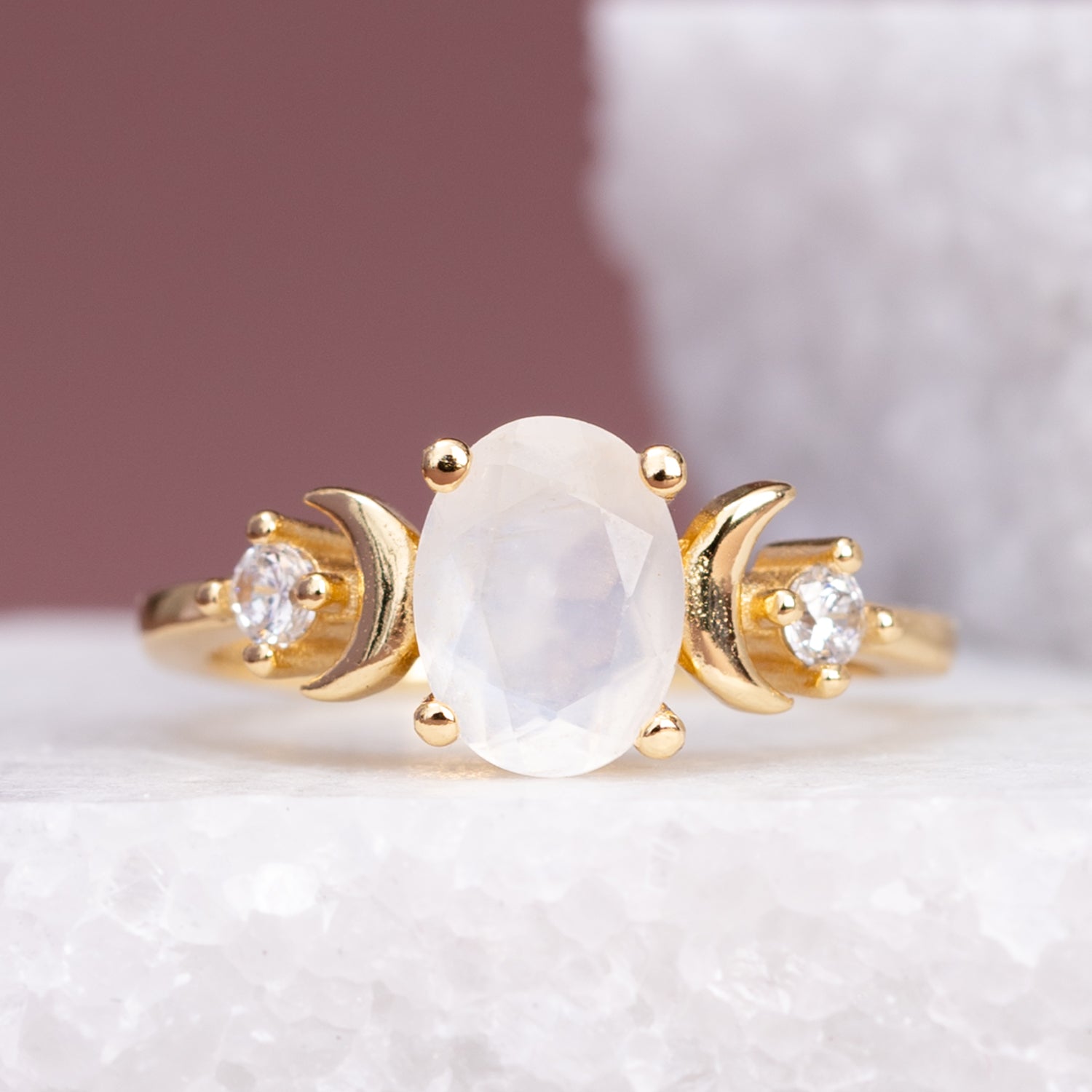 Moonstone ring, gold plated brass, jewelry for women, Mother's day gift ideas, jewelry gift shops, best fair trade gifts