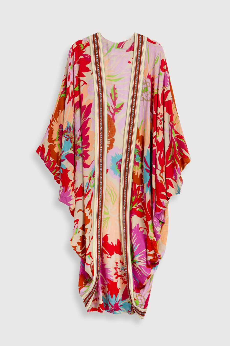 Wing Sleeve Floral Kimono - Pink Multi