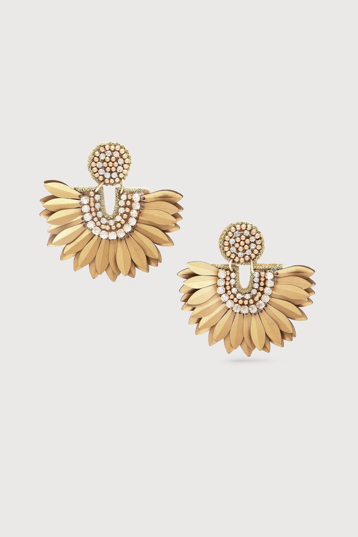 Beaded Wing Earrings - Gold