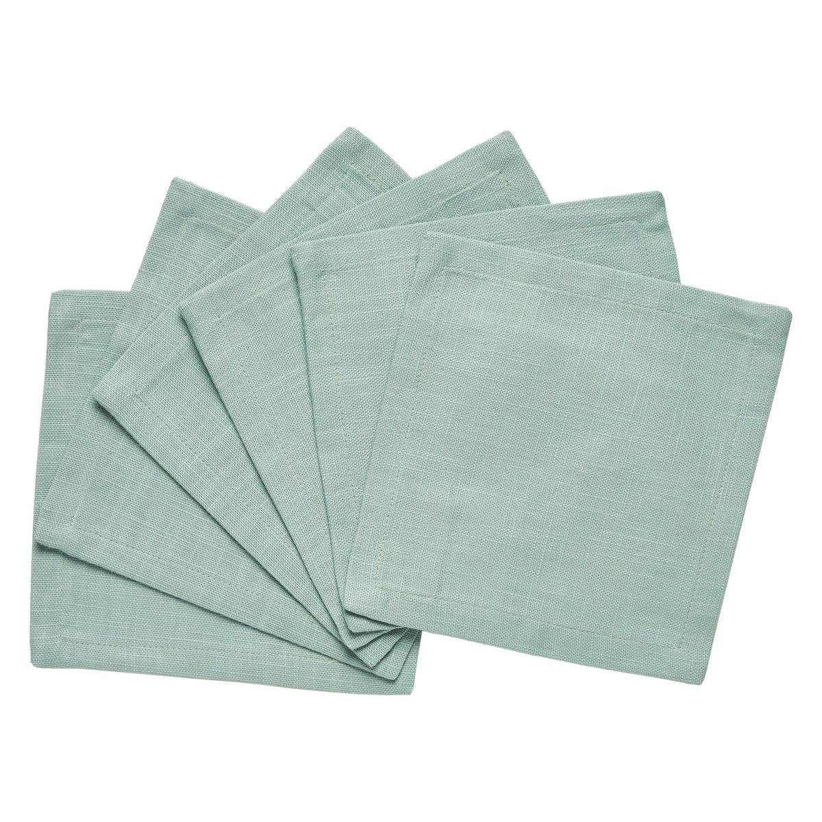 CNP-4911-66_2|Set of fan-folded mint green linen dinner napkins, ideal for stylish dining, reusable cloth serviettes, modern table decor.