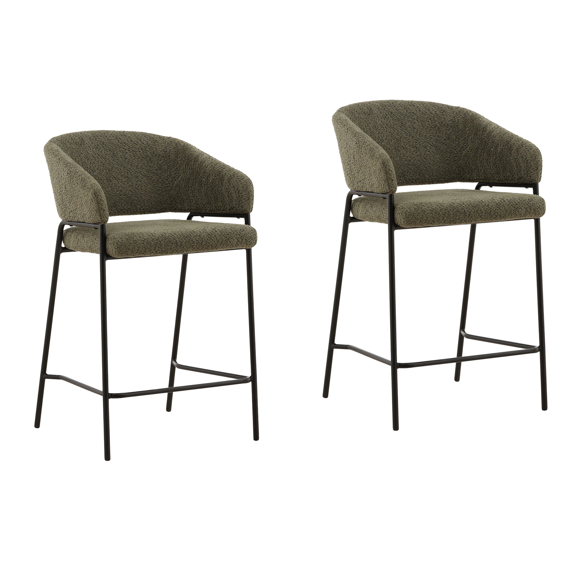 Catriona Olive Bouclé Counter Stool (Set of 2)