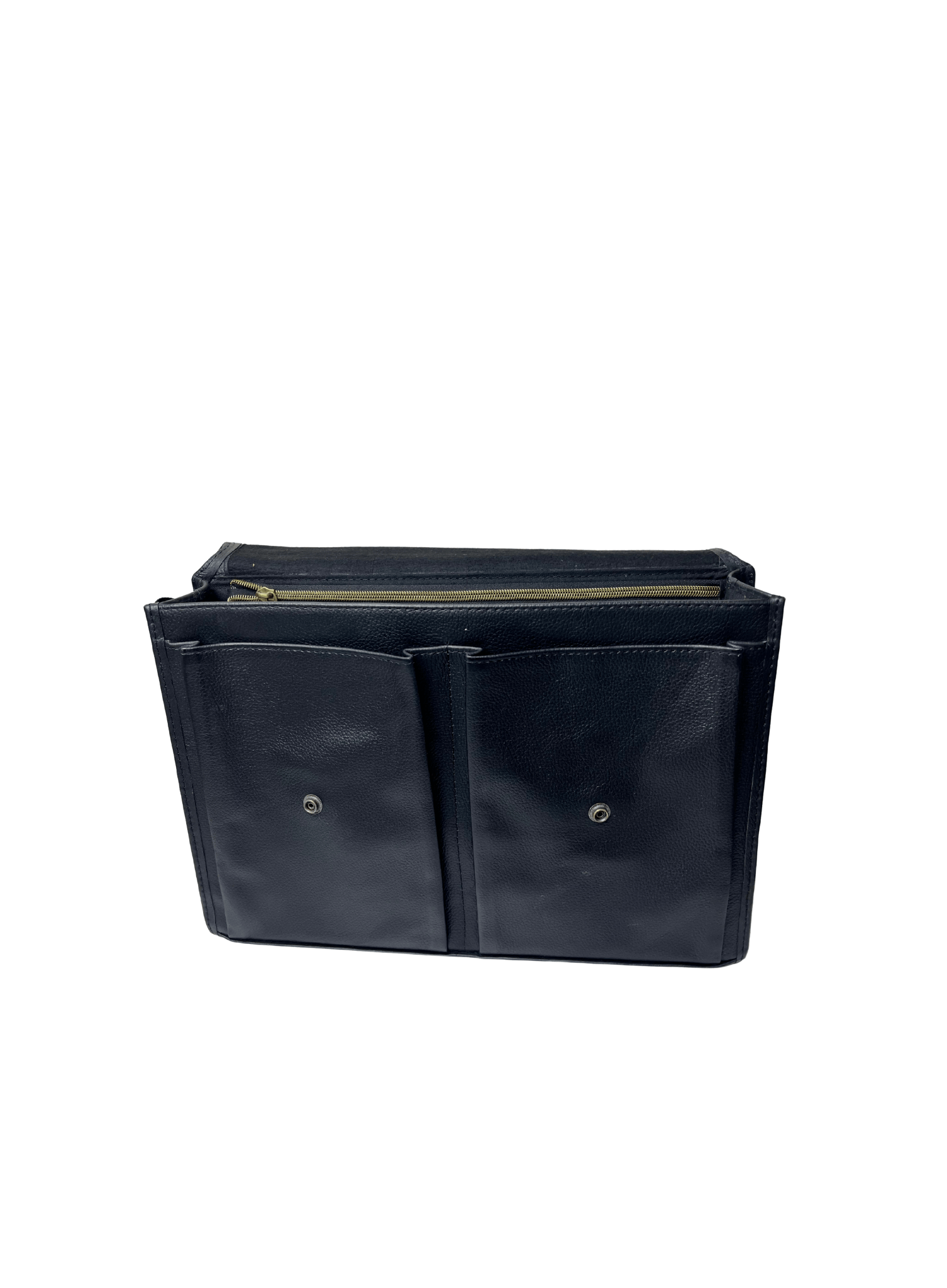 Black leather computer bag bag on a white background