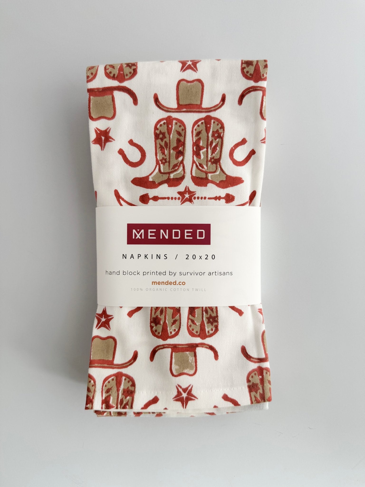 Organic Ivory Napkins (set of 4) - Cowgirl, Terracotta - The Mended Company