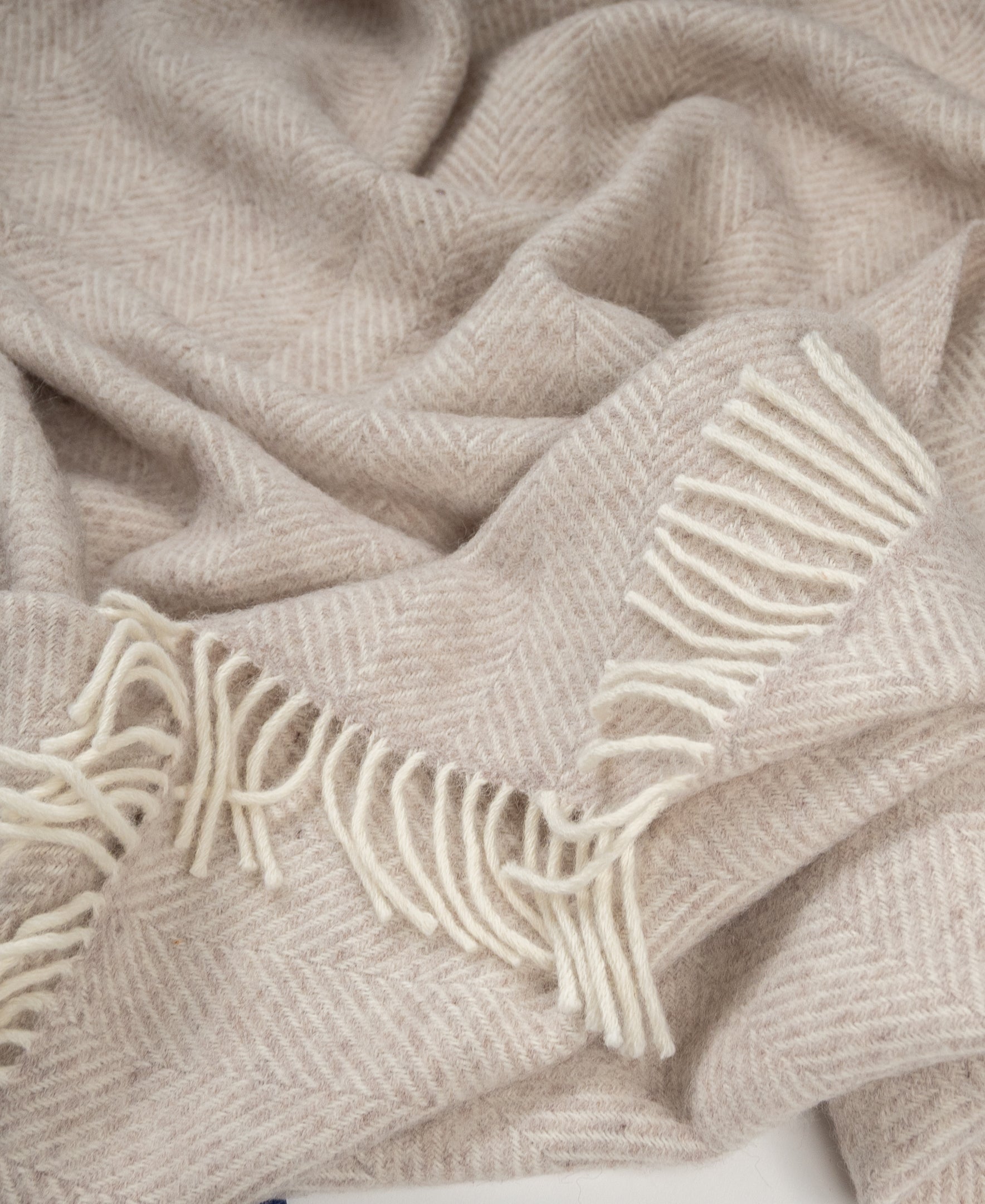 Highland Tweeds Herringbone Pure New Wool Throw ~ Linen ~-Throws and Blankets-[bar code]-Prince of Scots