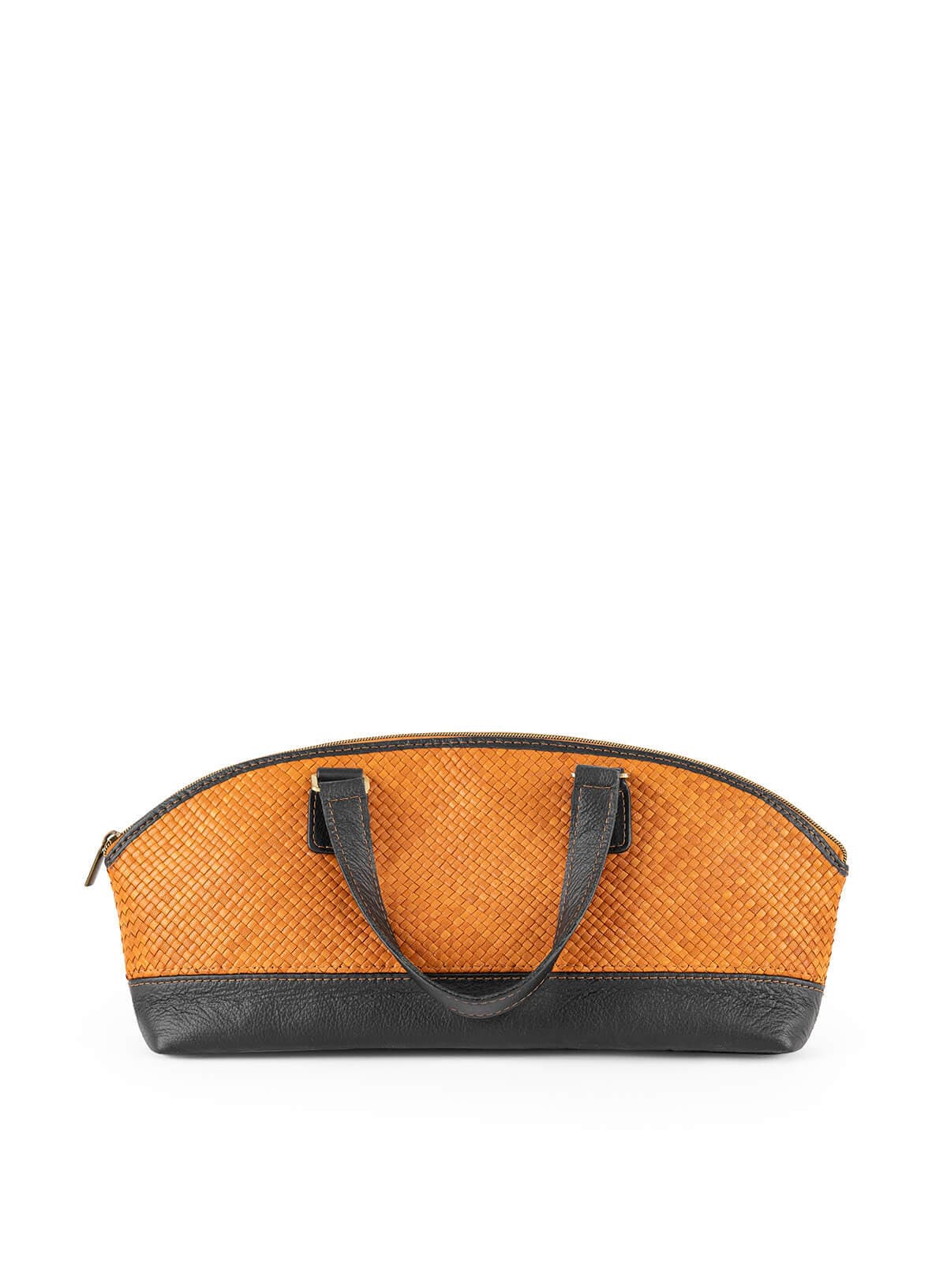 Satchel bowler bag spring collection model sitting.