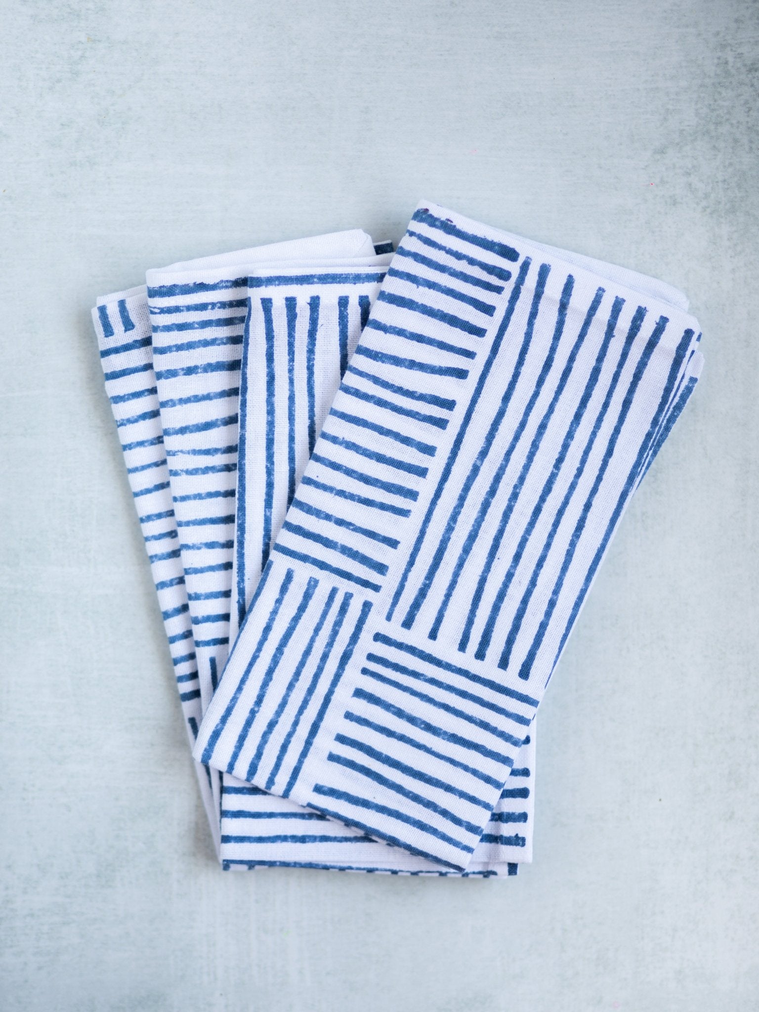 Organic Napkins (set of 4) - Striped, Navy - The Mended Company