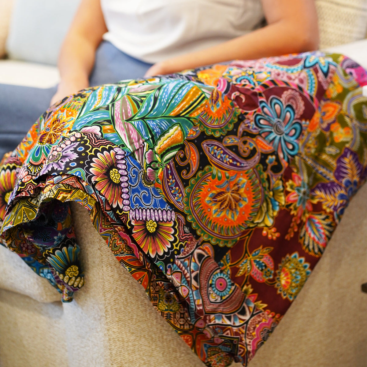 Handmade Reversible Quilt Blanket Throw, Quilt Patchwork, Upcycled, size 55 x 87 inches
