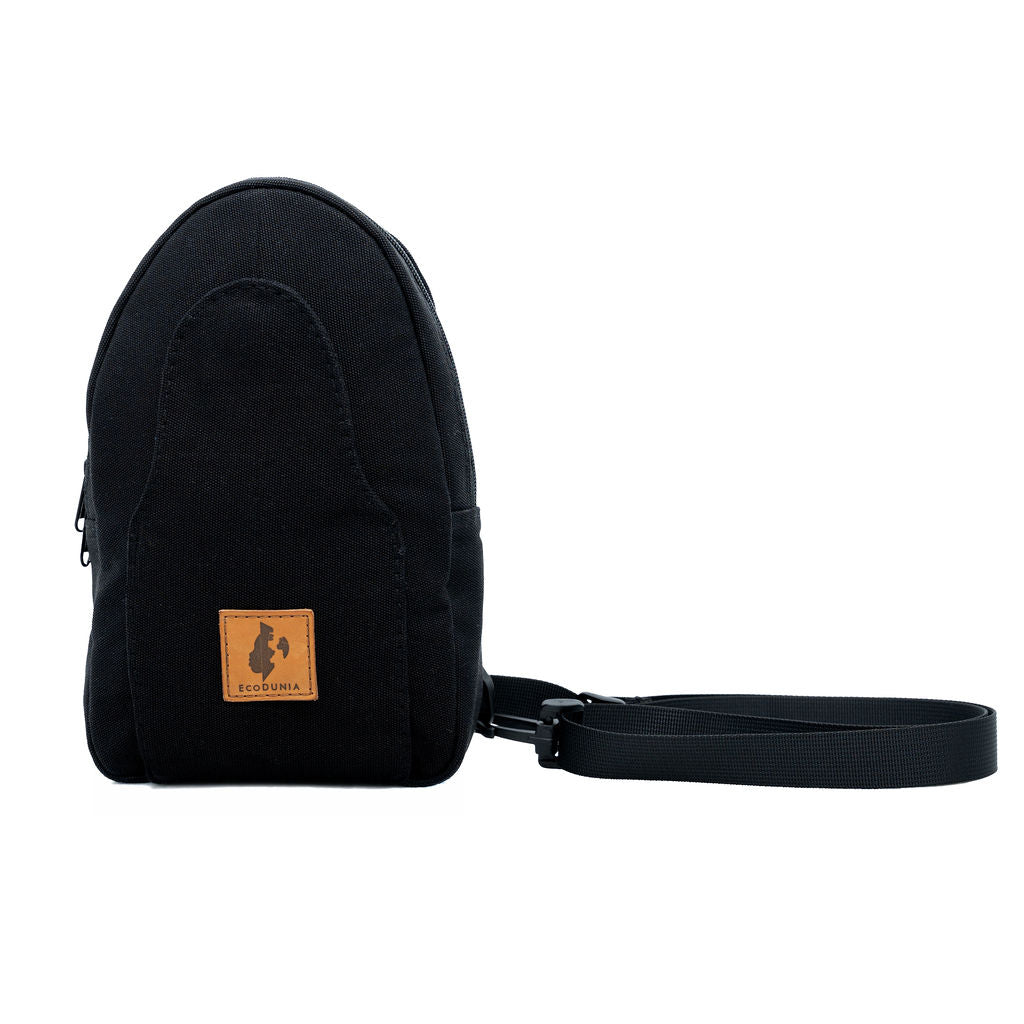 Buru small black canvas crossbody sling bag for men and women #color_black