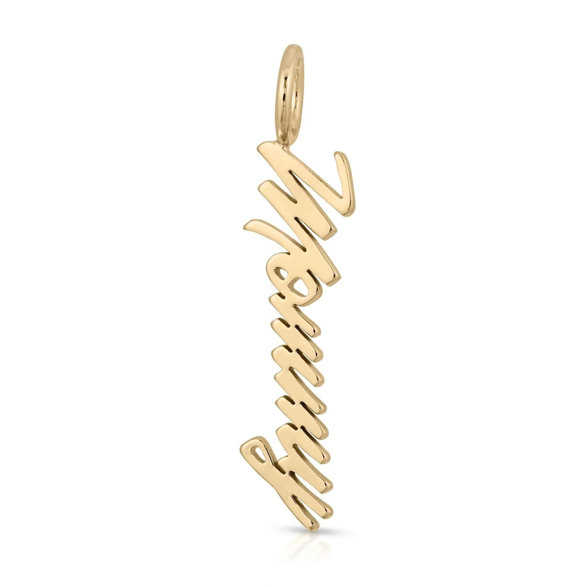 Shiny Gold Valentina Pendant on the Script Pendant Mommy jewelry chain