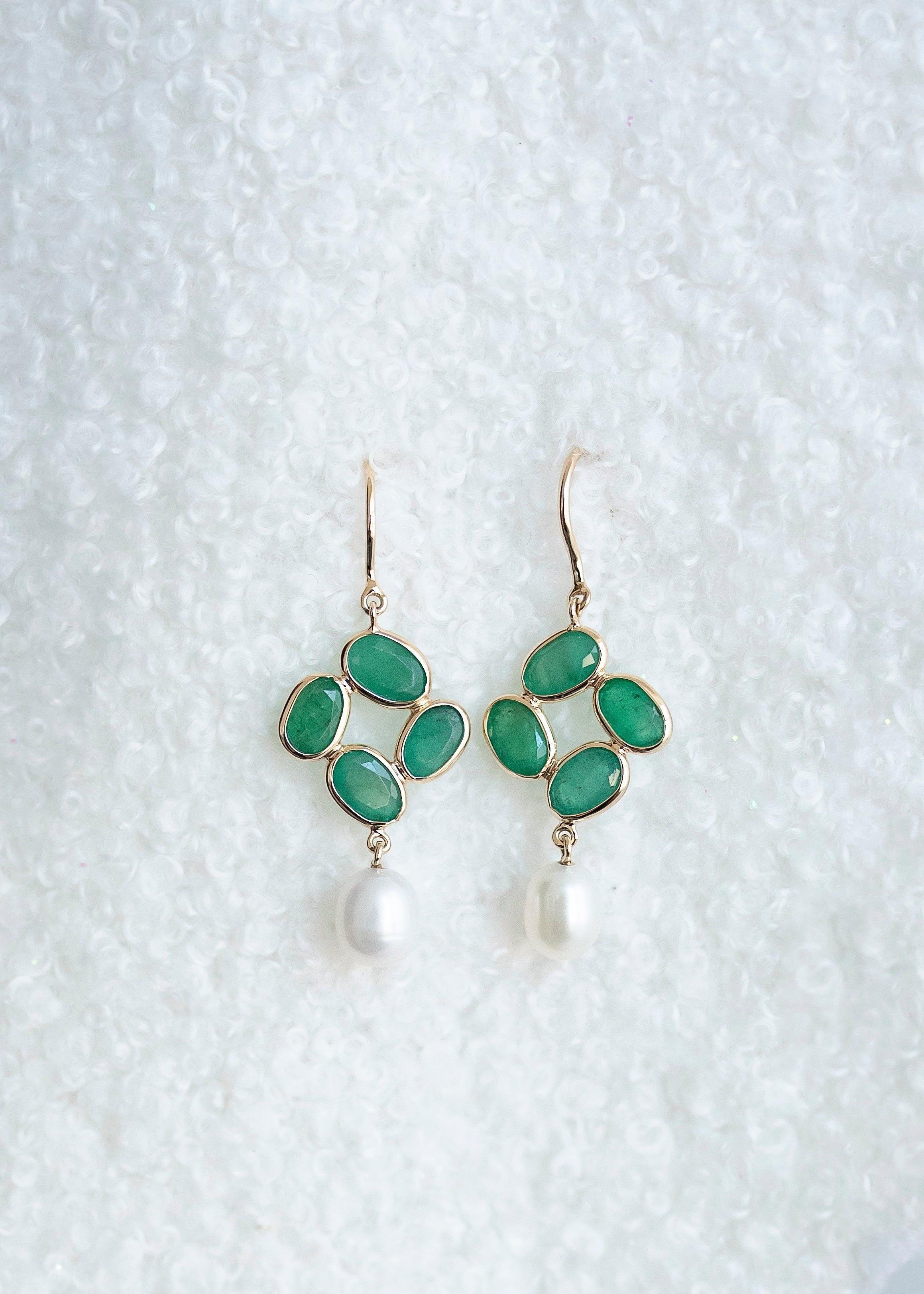 Royal Garden Earrings minimal everyday fine jewelry in solid gold and sterling 925 silver with natural gemstones.