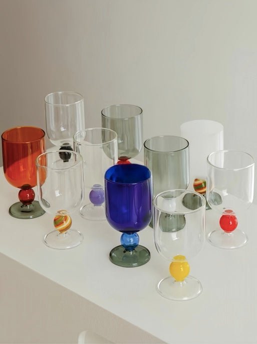 Gumballs Wine Glass Set - Eclectic Whimsical Coloured Cocktail Glasses - Stemware - Gumball Goblet Set-Smoothie-4 Pcs - INSPECIAL HOME