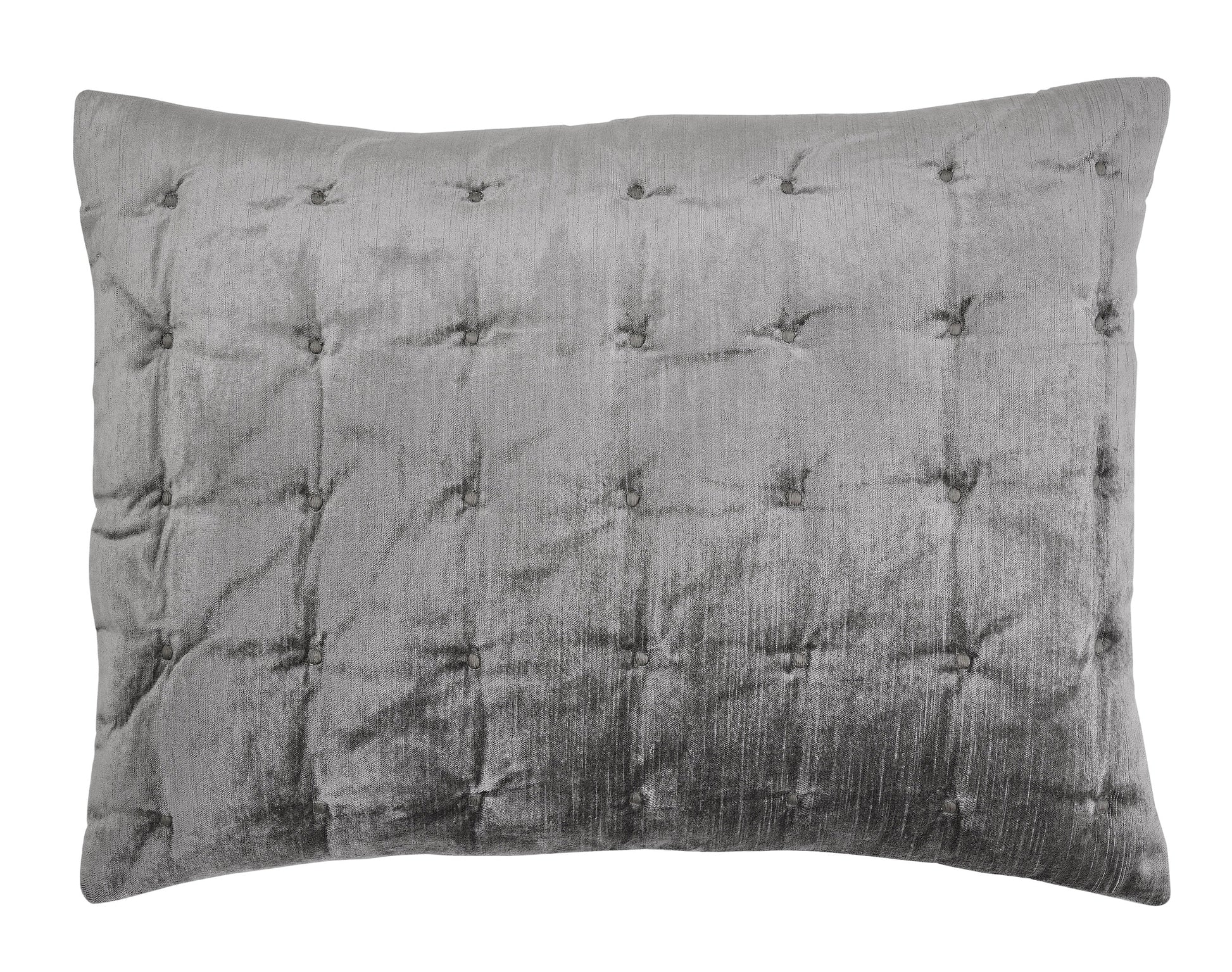 SS-307-2026_1|Luxurious dark grey quilted sham with elegant tufted buttons, perfect for adding a rich texture and stylish comfort to your quilt.