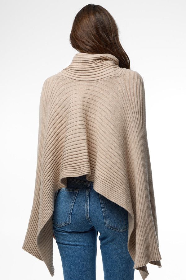 Drapey Ribbed Shawl - Beige