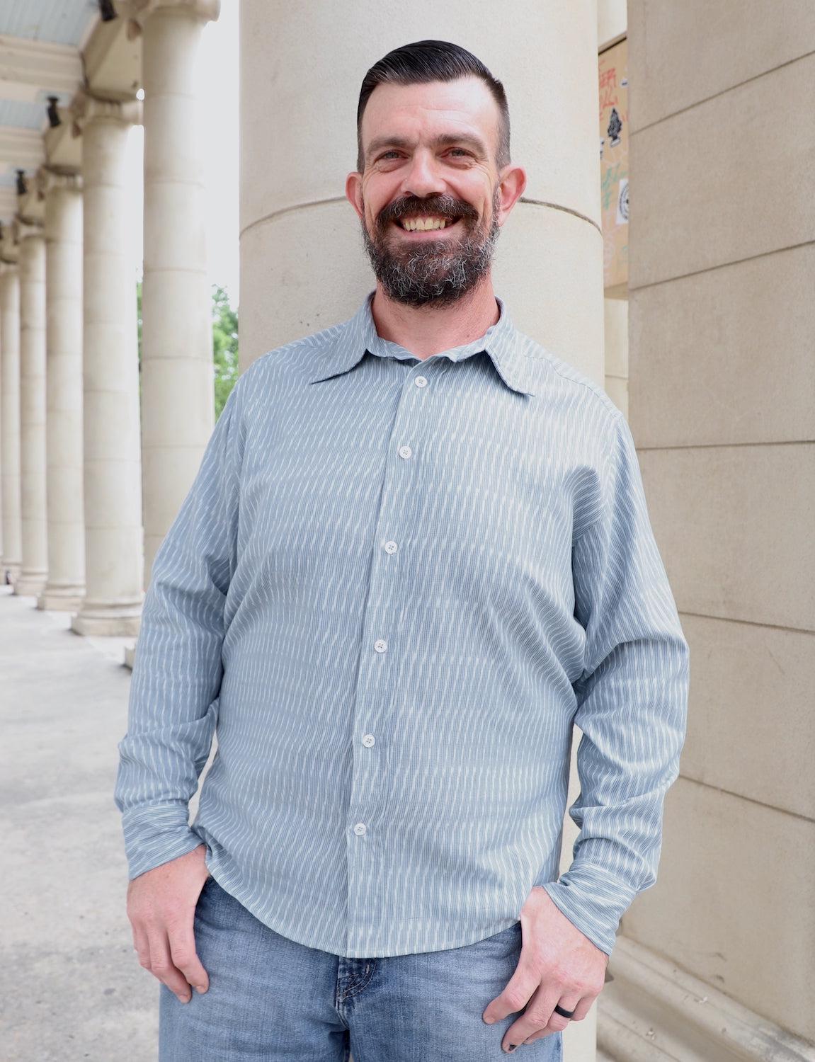 Bleu Men's Button Down Shirt - Passion Lilie