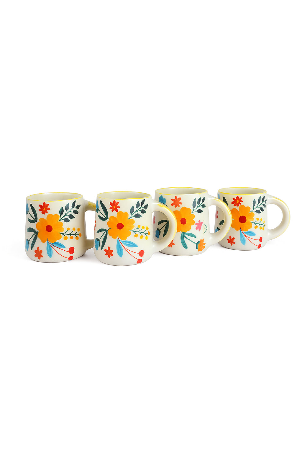 Floral Extravaganza Coffee Mug- Multi ,  3.5 X 2.5 Inches ( Set of 4 )