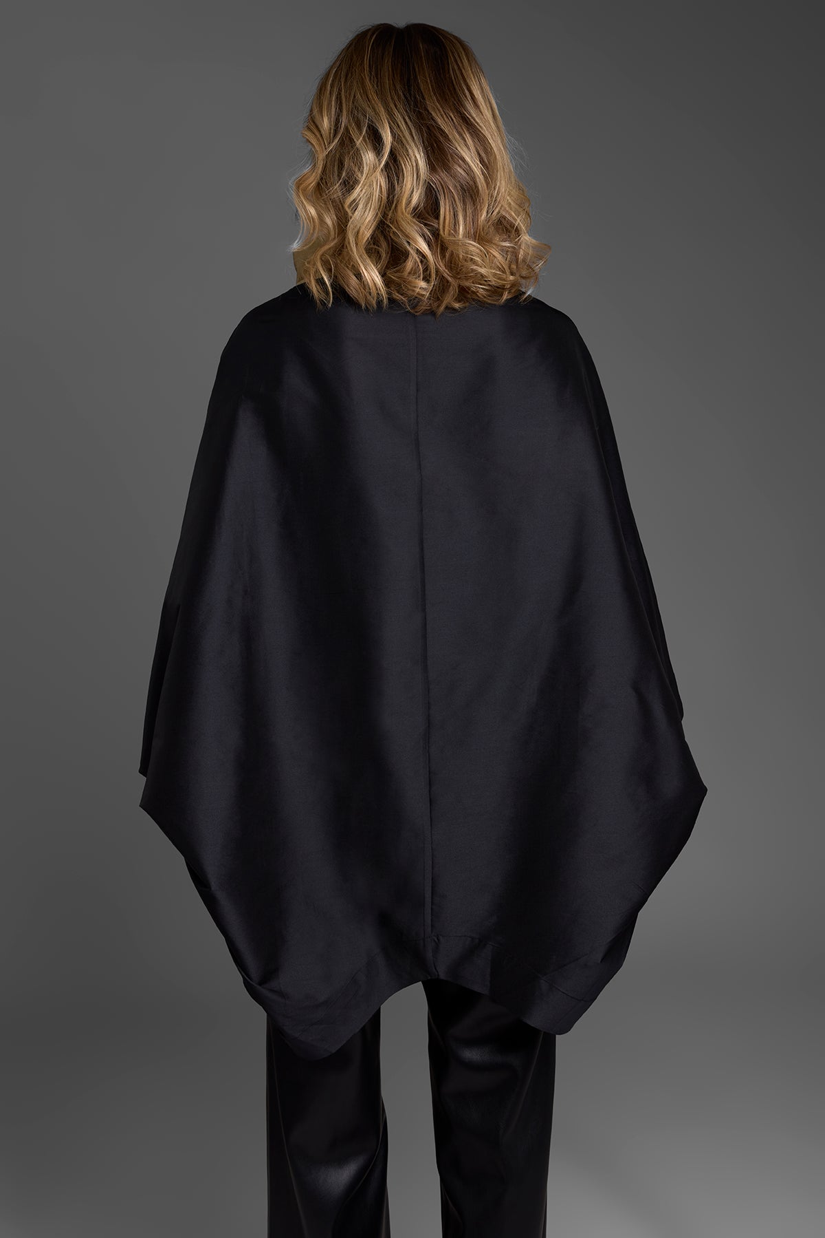 Poncho Cocoon Jacket - Black & Gold