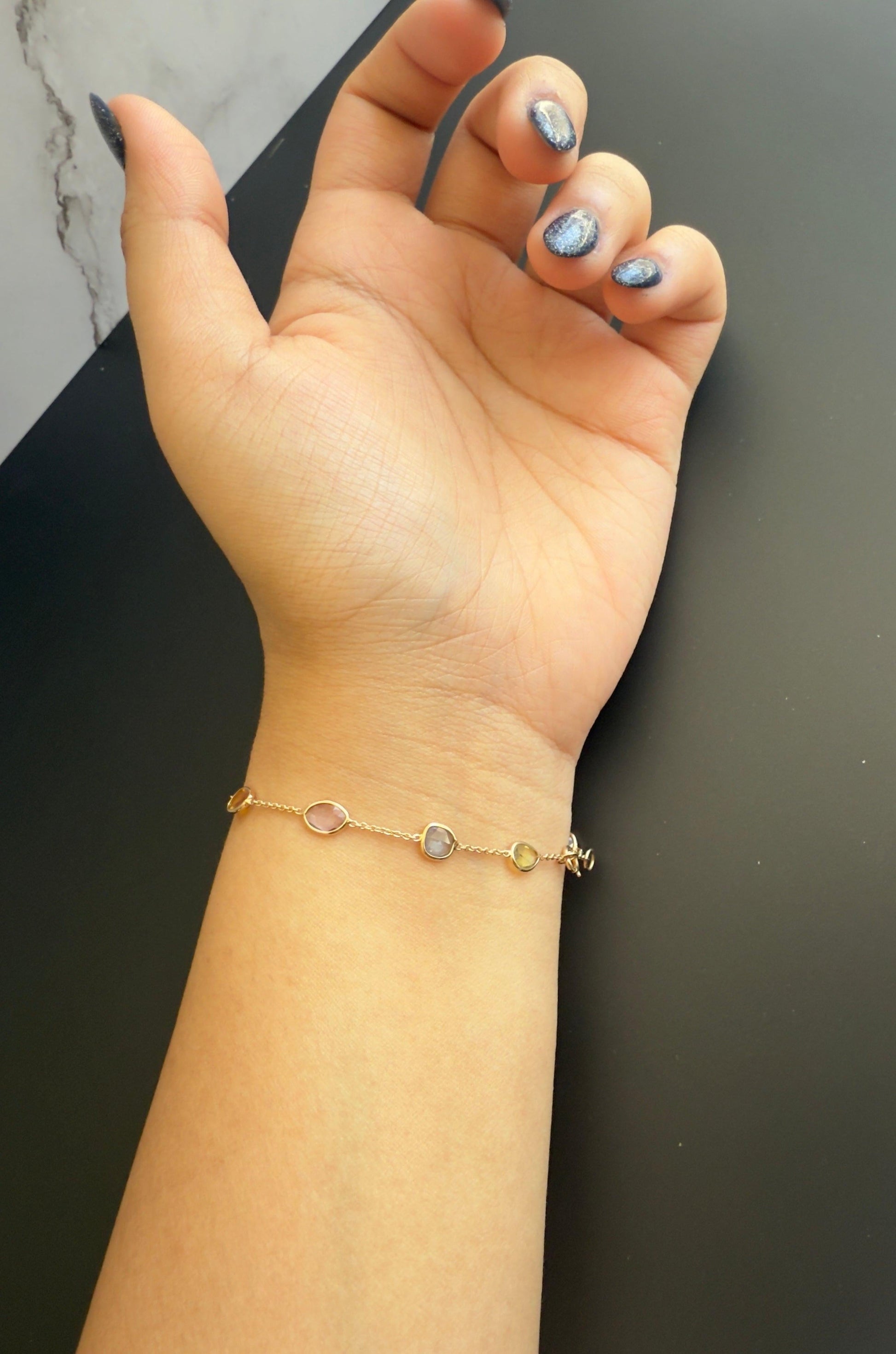 Rainbow Radiance minimal everyday fine jewelry in solid gold and sterling 925 silver with natural gemstones.