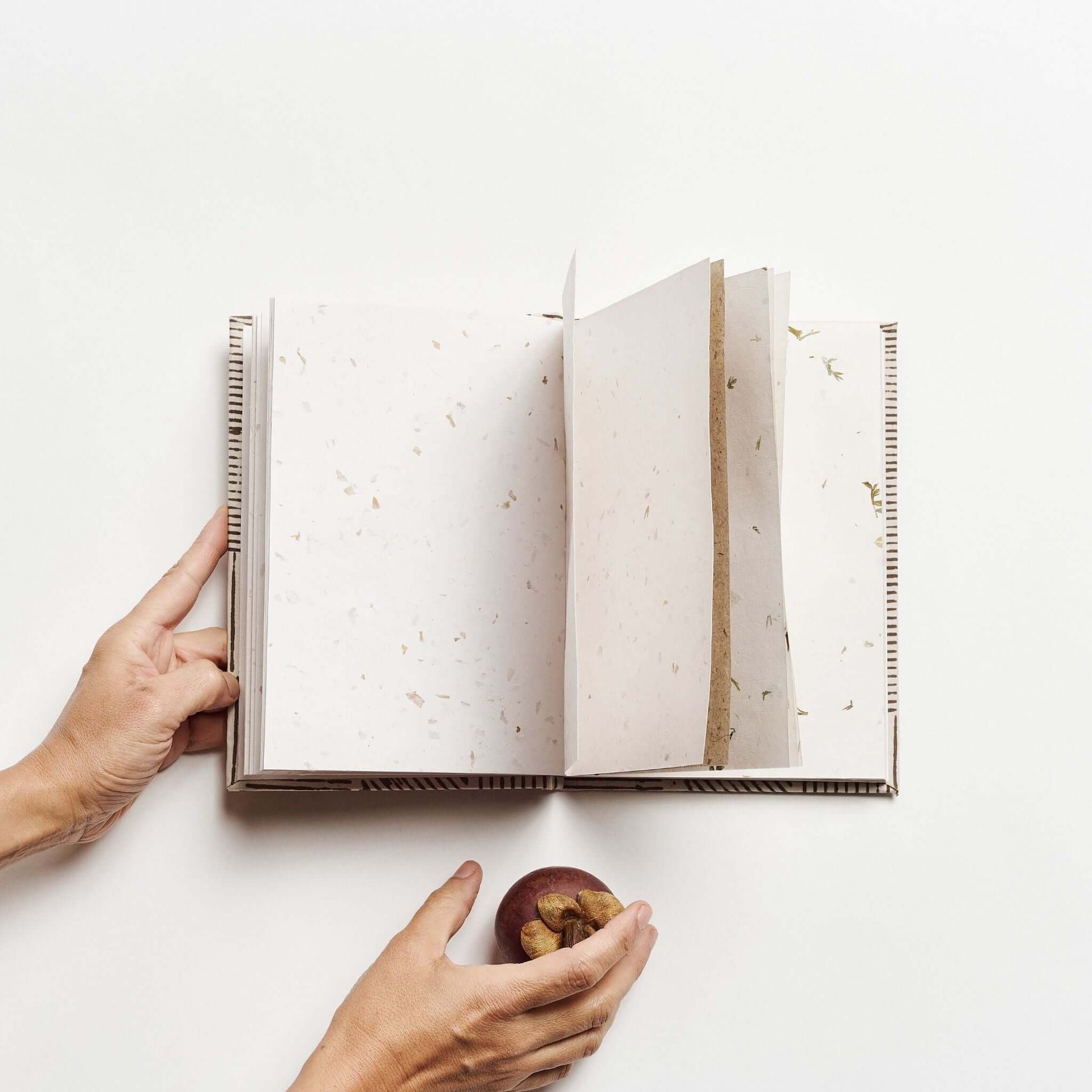 Wood free handcrafted pages in a handmade journal