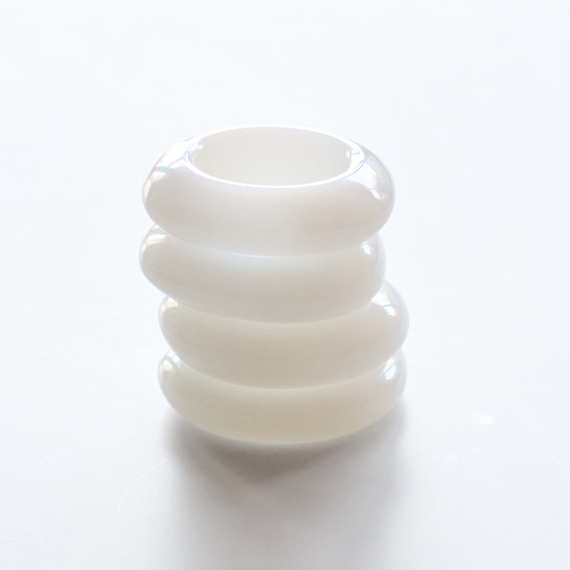 Pearl White glass napkin rings set of 4 hand-cast borosilicate glass in pearl white - Goldie Home