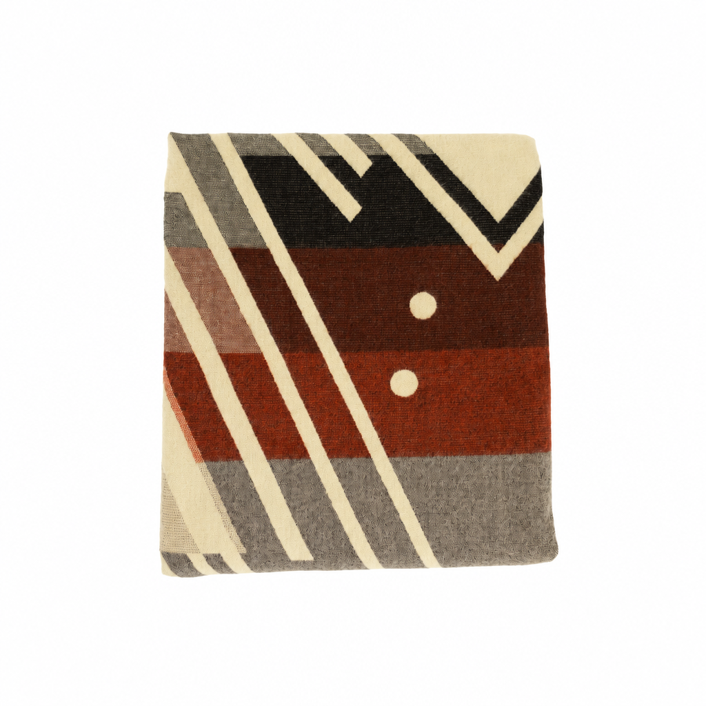 Chevron Gray, Brown, Red & Cream reversible handwoven alpaca throw blanket, Yachana Collection, made in Ecuador