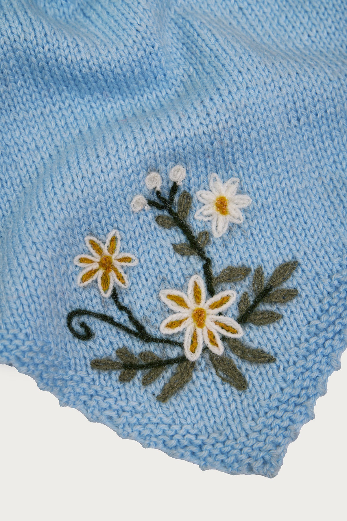 Floral Embroidered Snood - Light Blue