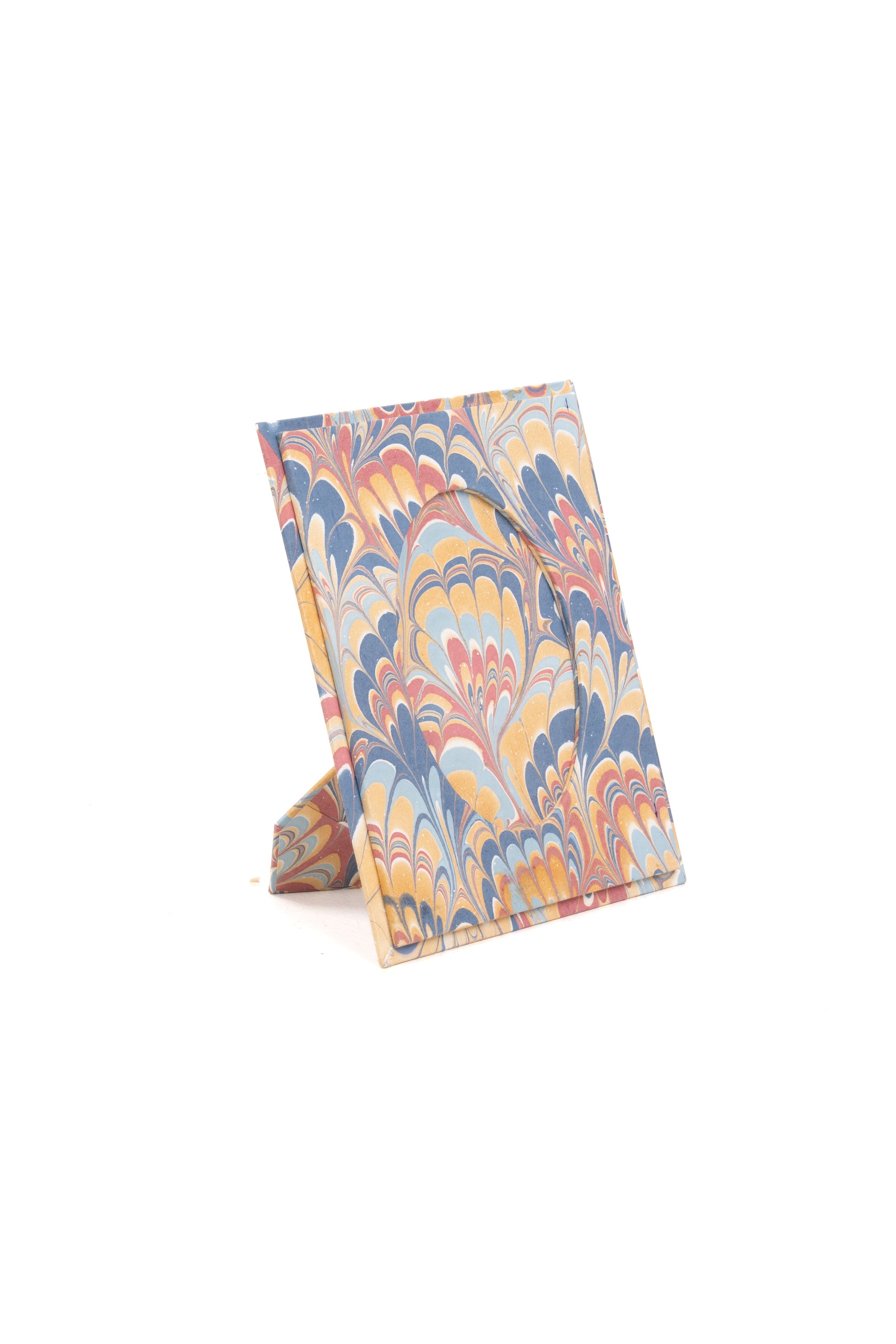 Hand-marbled Venetian Swirl pattern 4x6 picture frame with multicolor swirls from Inner Child