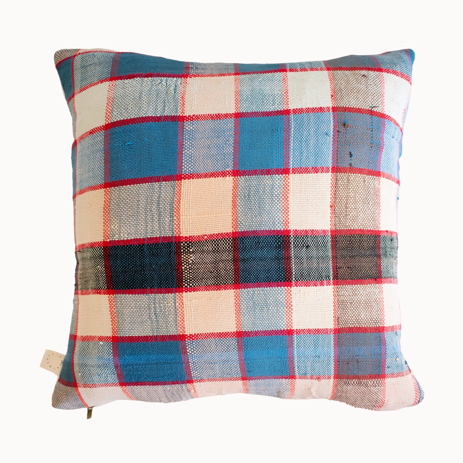 Nonna Upcycled Blue Plaid Pillow - Apartment F