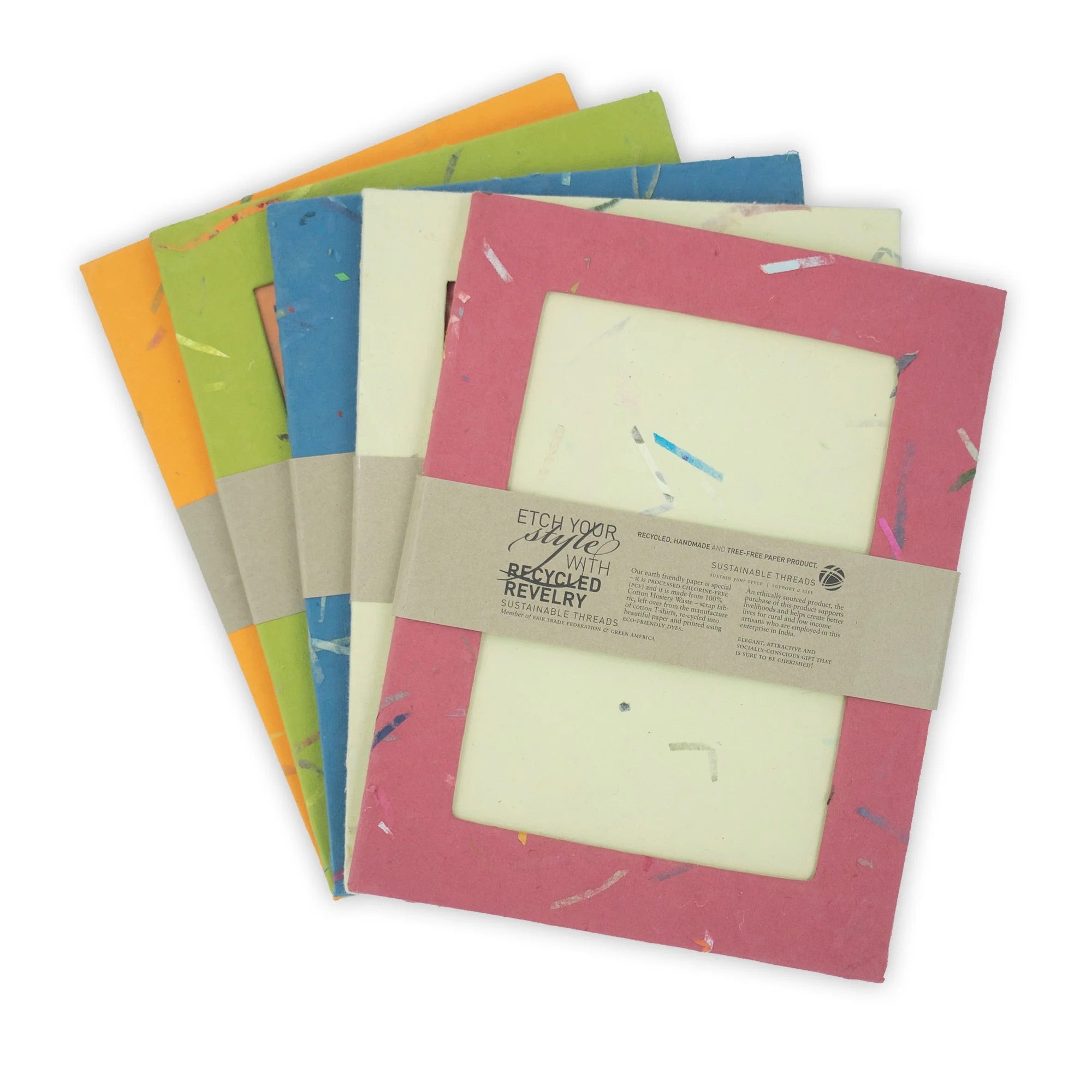 Photo Frames | Handmade | Upcycled Tree-Free Paper | Fair Trade | Set of 5