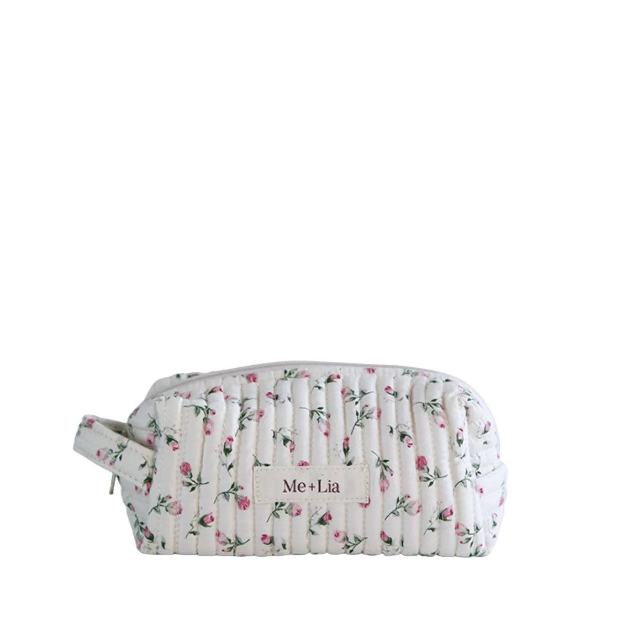 Cloud Rose Make-up Pouch Small — interior of cloud rose floral cotton pouch